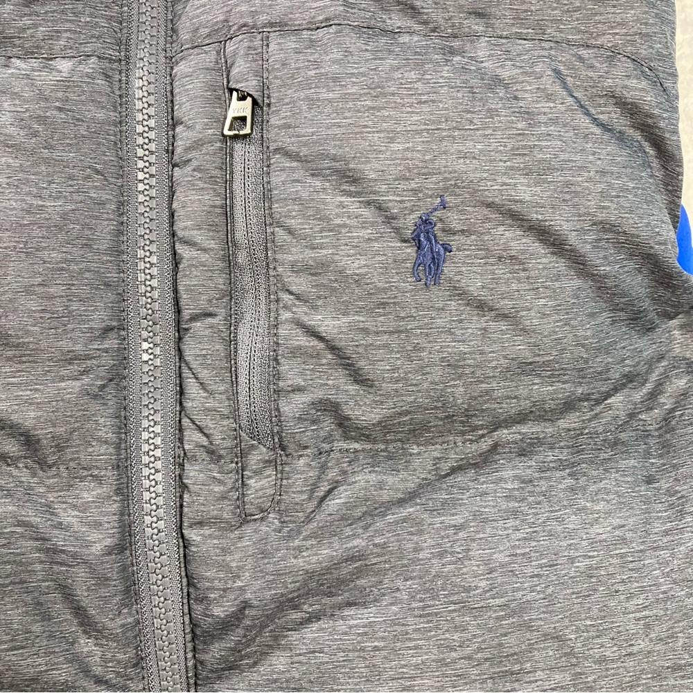 Polo Ralph Lauren Quilted Puffer Down Reversible Full Zip Vest Boys XL Grey/Blue - Picture 2 of 13